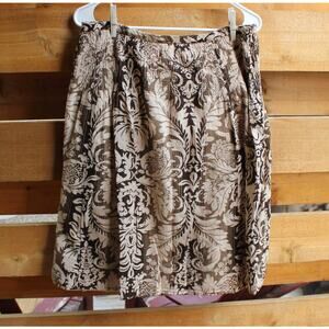Ann Taylor- Brown Linen Cotton Midi Skirt